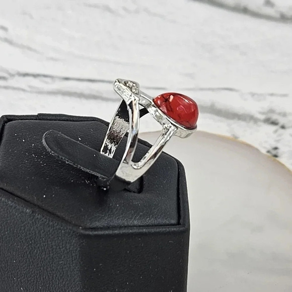 Red Teardrop Adjustable Fashion Ring A32 - Picture 7 of 7